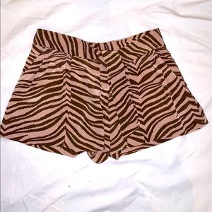 Rebecca Taylor "Zebra" Silk Shorts w/Ribbon Tie